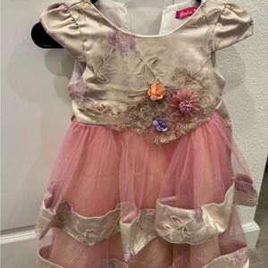 Elegant Pink and Gold Floral Dress